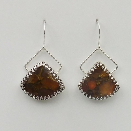 Click to view detail for DKC-1160 Earrings Carnelian & Bronze $90